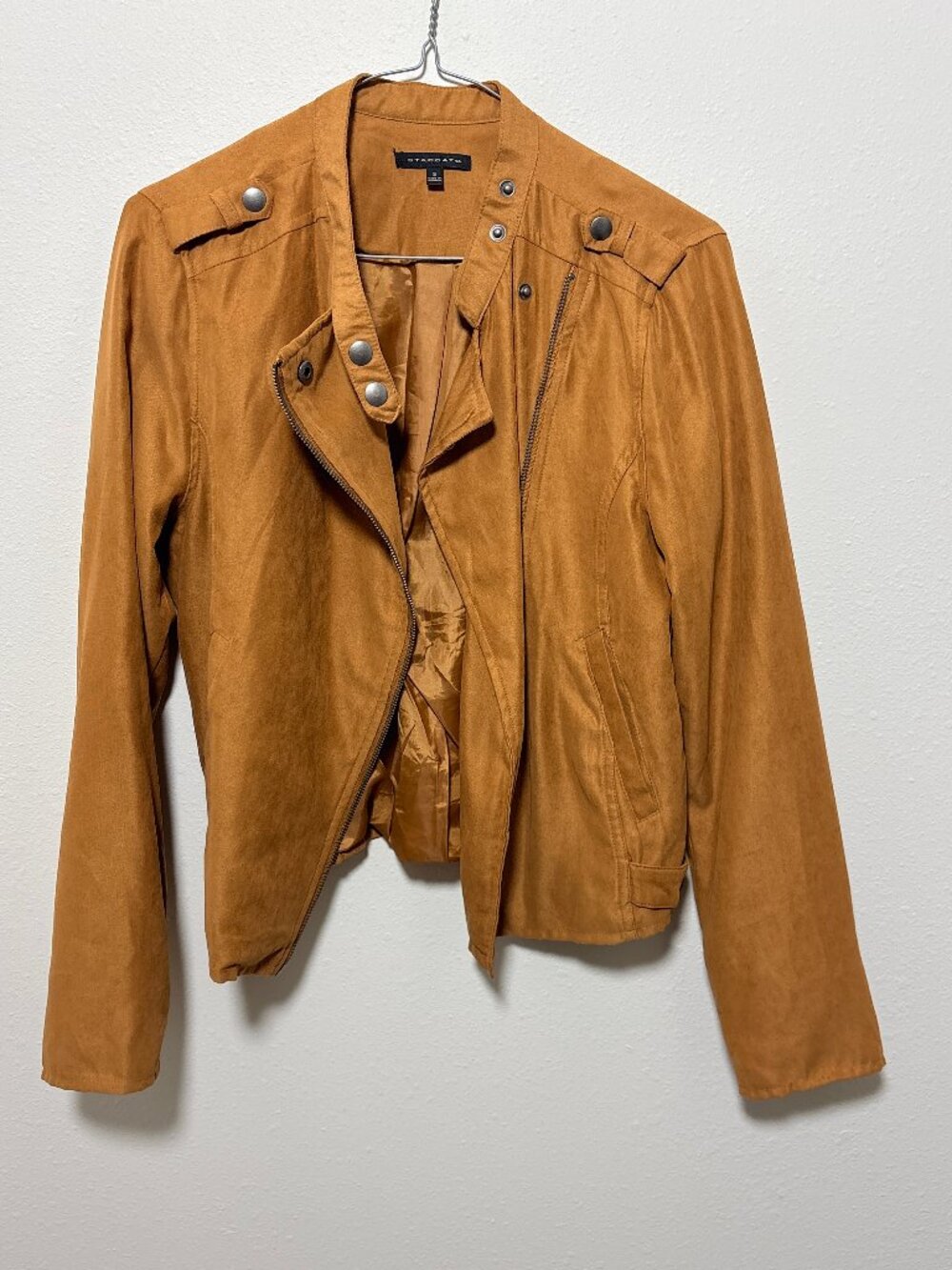 Staccato Faux Suede Moto Jacket Women's Small Camel Tan Biker Western